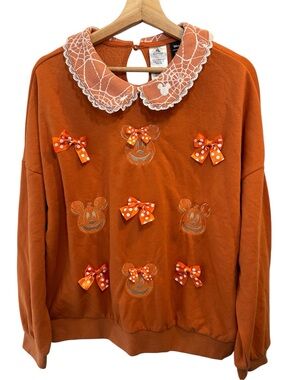 Disney Parks Her Universe Minnie Jack O Lantern Orange Sweatshirt Halloween XL